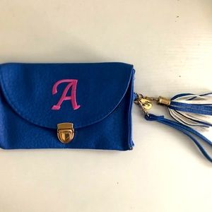 Small Blue Wristlet with “A” Embroidery!